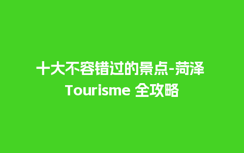 十大不容错过的景点-菏泽 Tourisme 全攻略