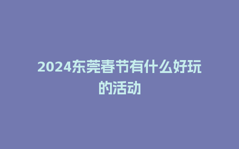 2024东莞春节有什么好玩的活动