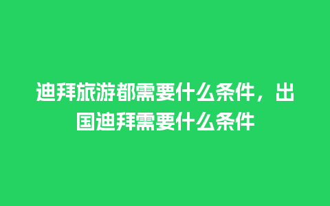 迪拜旅游都需要什么条件，出国迪拜需要什么条件