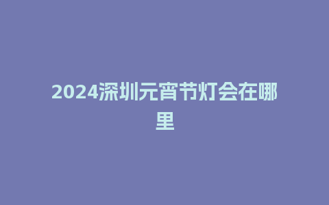 2024深圳元宵节灯会在哪里