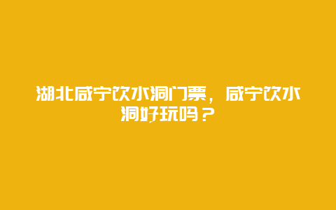 湖北咸宁饮水洞门票，咸宁饮水洞好玩吗？