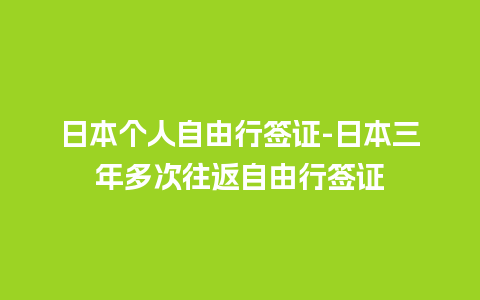 日本个人自由行签证-日本三年多次往返自由行签证