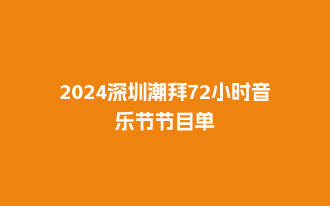 2024深圳潮拜72小时音乐节节目单