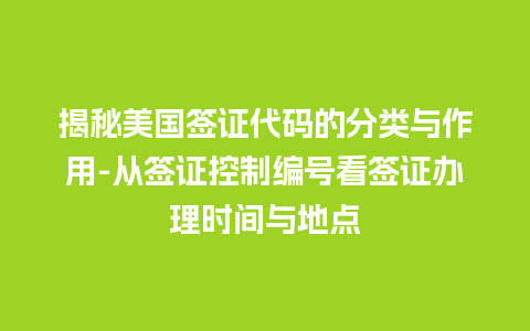 揭秘美国签证代码的分类与作用-从签证控制编号看签证办理时间与地点