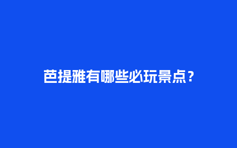 芭提雅有哪些必玩景点？