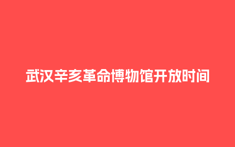 武汉辛亥革命博物馆开放时间