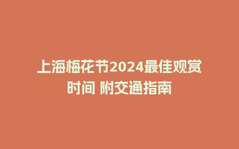 上海梅花节2024最佳观赏时间 附交通指南