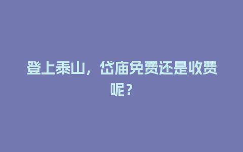 登上泰山，岱庙免费还是收费呢？