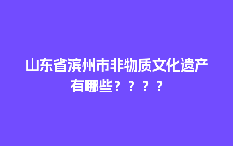 山东省滨州市非物质文化遗产有哪些？？？？