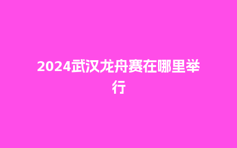 2024武汉龙舟赛在哪里举行