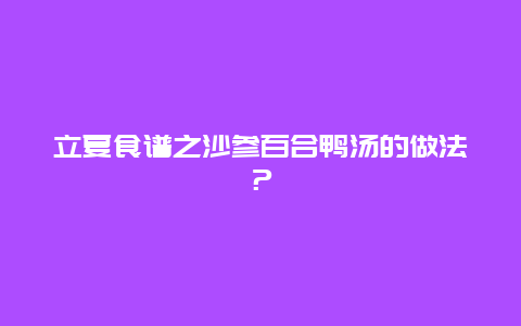 立夏食谱之沙参百合鸭汤的做法？