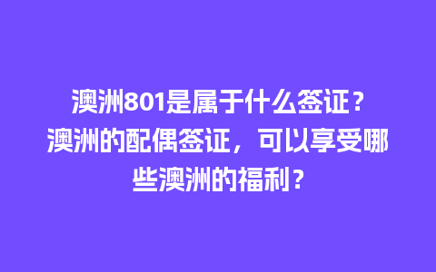 澳洲801是属于什么签证？澳洲的配偶签证，可以享受哪些澳洲的福利？