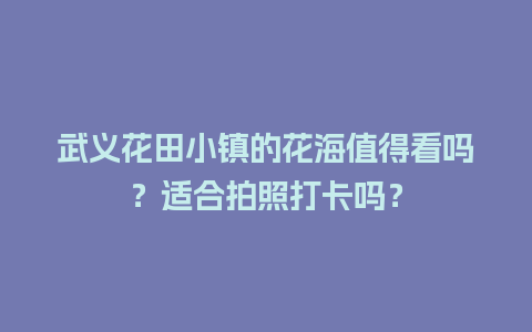 武义花田小镇的花海值得看吗？适合拍照打卡吗？