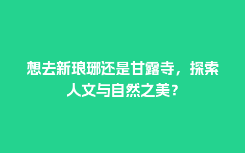 想去新琅琊还是甘露寺，探索人文与自然之美？