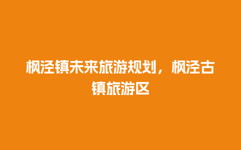 枫泾镇未来旅游规划，枫泾古镇旅游区