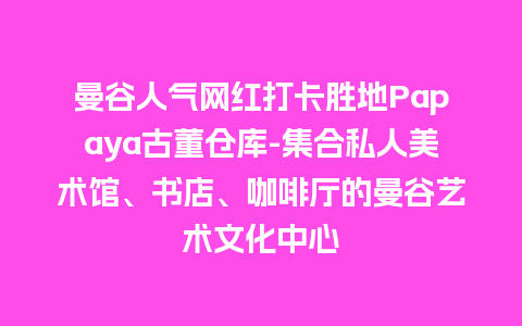 曼谷人气网红打卡胜地Papaya古董仓库-集合私人美术馆、书店、咖啡厅的曼谷艺术文化中心