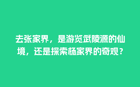 去张家界，是游览武陵源的仙境，还是探索杨家界的奇观？