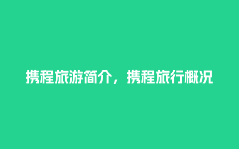 携程旅游简介，携程旅行概况