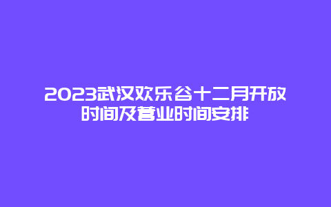 2024武汉欢乐谷十二月开放时间及营业时间安排