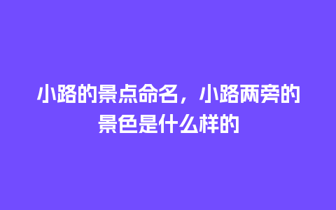 小路的景点命名，小路两旁的景色是什么样的