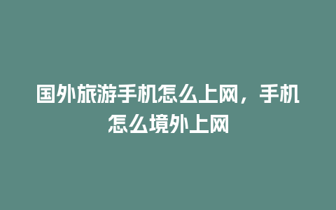 国外旅游手机怎么上网，手机怎么境外上网