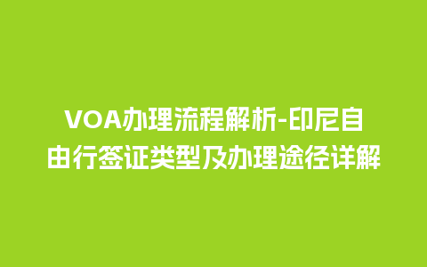 VOA办理流程解析-印尼自由行签证类型及办理途径详解