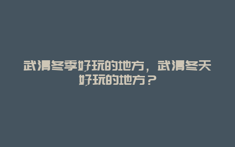 武清冬季好玩的地方，武清冬天好玩的地方？