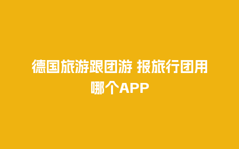 德国旅游跟团游 报旅行团用哪个APP