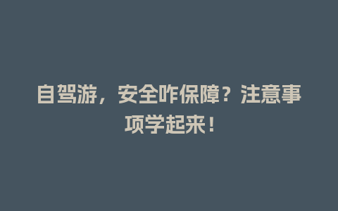 自驾游，安全咋保障？注意事项学起来！