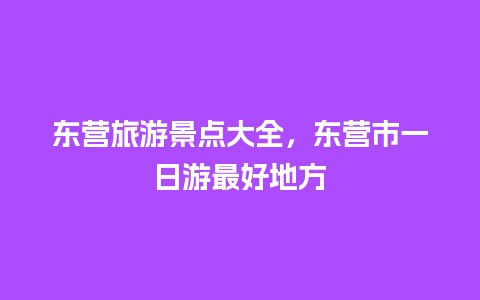 东营旅游景点大全，东营市一日游最好地方