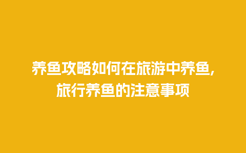 养鱼攻略如何在旅游中养鱼,旅行养鱼的注意事项