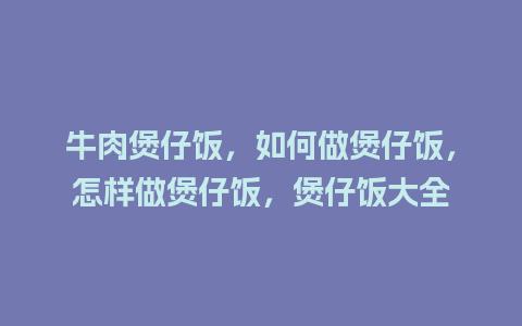 牛肉煲仔饭，如何做煲仔饭，怎样做煲仔饭，煲仔饭大全