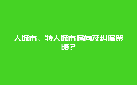 大城市、特大城市偏向及纠偏策略？