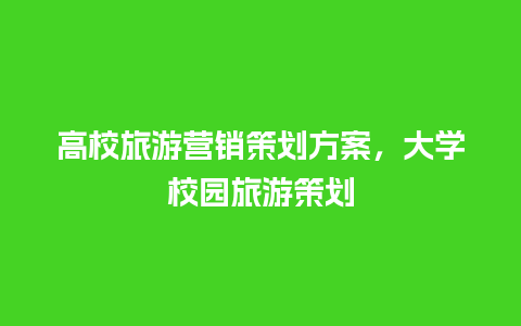 高校旅游营销策划方案，大学校园旅游策划