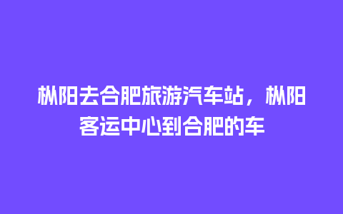 枞阳去合肥旅游汽车站，枞阳客运中心到合肥的车