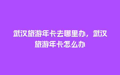 武汉旅游年卡去哪里办，武汉旅游年卡怎么办