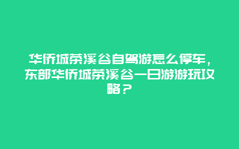 华侨城茶溪谷自驾游怎么停车，东部华侨城茶溪谷一日游游玩攻略？