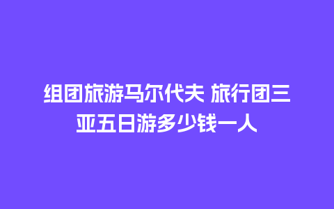 组团旅游马尔代夫 旅行团三亚五日游多少钱一人