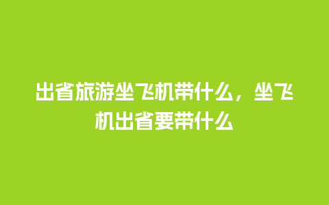 出省旅游坐飞机带什么，坐飞机出省要带什么