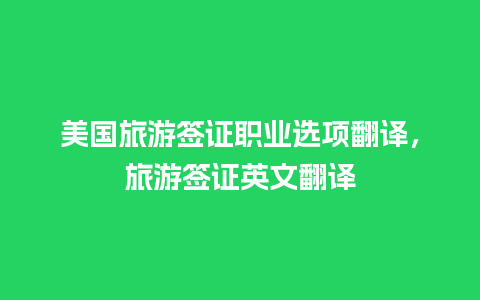 美国旅游签证职业选项翻译，旅游签证英文翻译