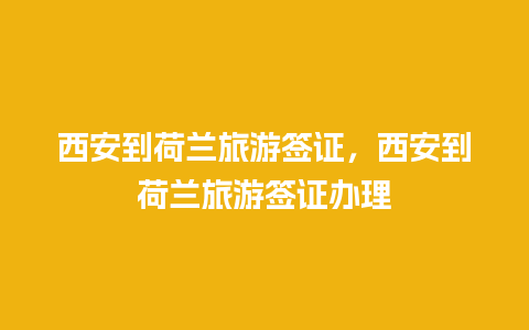 西安到荷兰旅游签证，西安到荷兰旅游签证办理