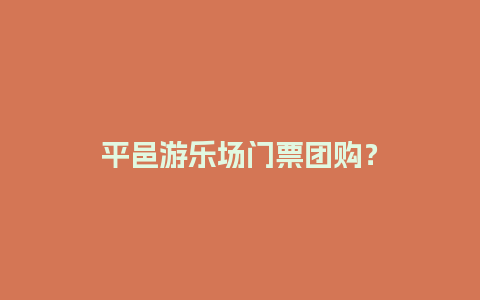 平邑游乐场门票团购？