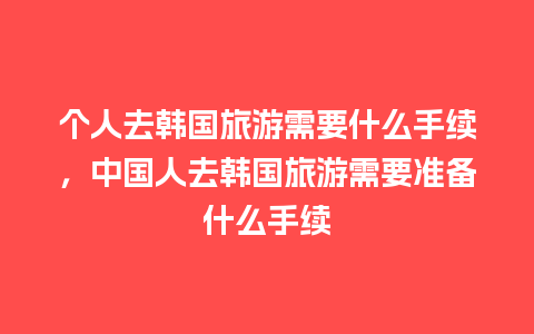 个人去韩国旅游需要什么手续，中国人去韩国旅游需要准备什么手续