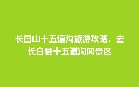 长白山十五道沟旅游攻略，去长白县十五道沟风景区