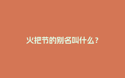 火把节的别名叫什么？