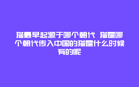 猫最早起源于哪个朝代 猫是哪个朝代传入中国的猫是什么时候有的呢