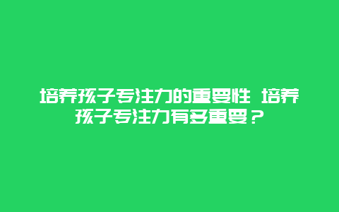 培养孩子专注力的重要性 培养孩子专注力有多重要？