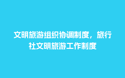 文明旅游组织协调制度，旅行社文明旅游工作制度