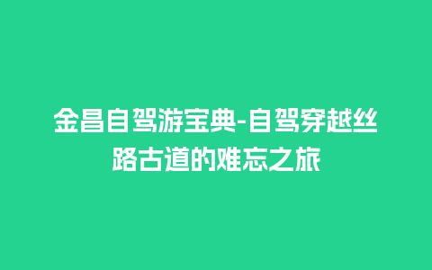 金昌自驾游宝典-自驾穿越丝路古道的难忘之旅