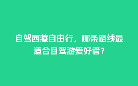 自驾西藏自由行，哪条路线最适合自驾游爱好者？